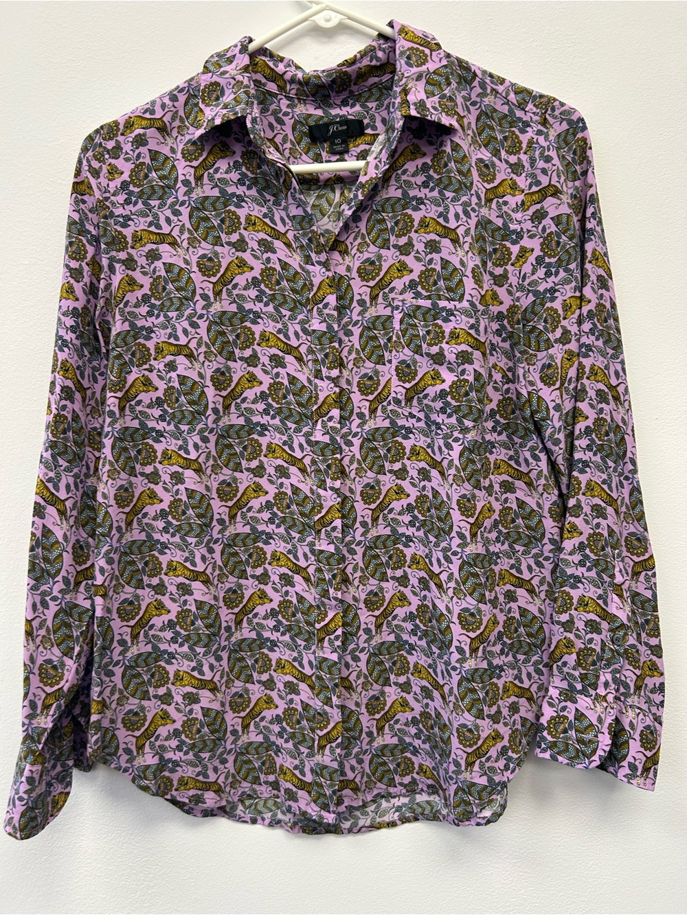 Floral Paisley Button-Up Shirt - TIGER AND FLOWERS Lavender Silk NWOT